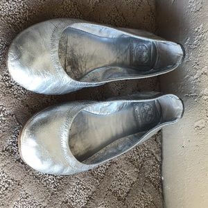 Tory Burch silver metallic ballet flats